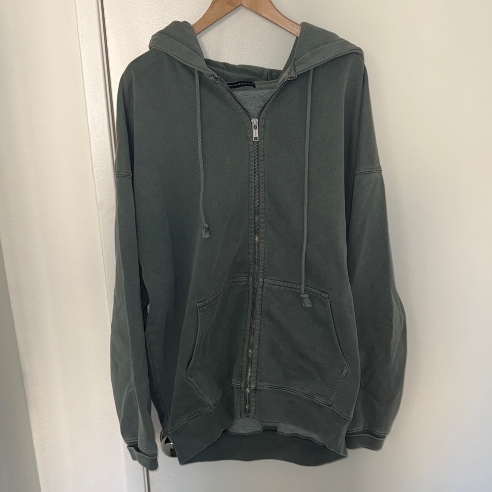 Brandy Melville Zip-Up Hoodie in Sage Green
